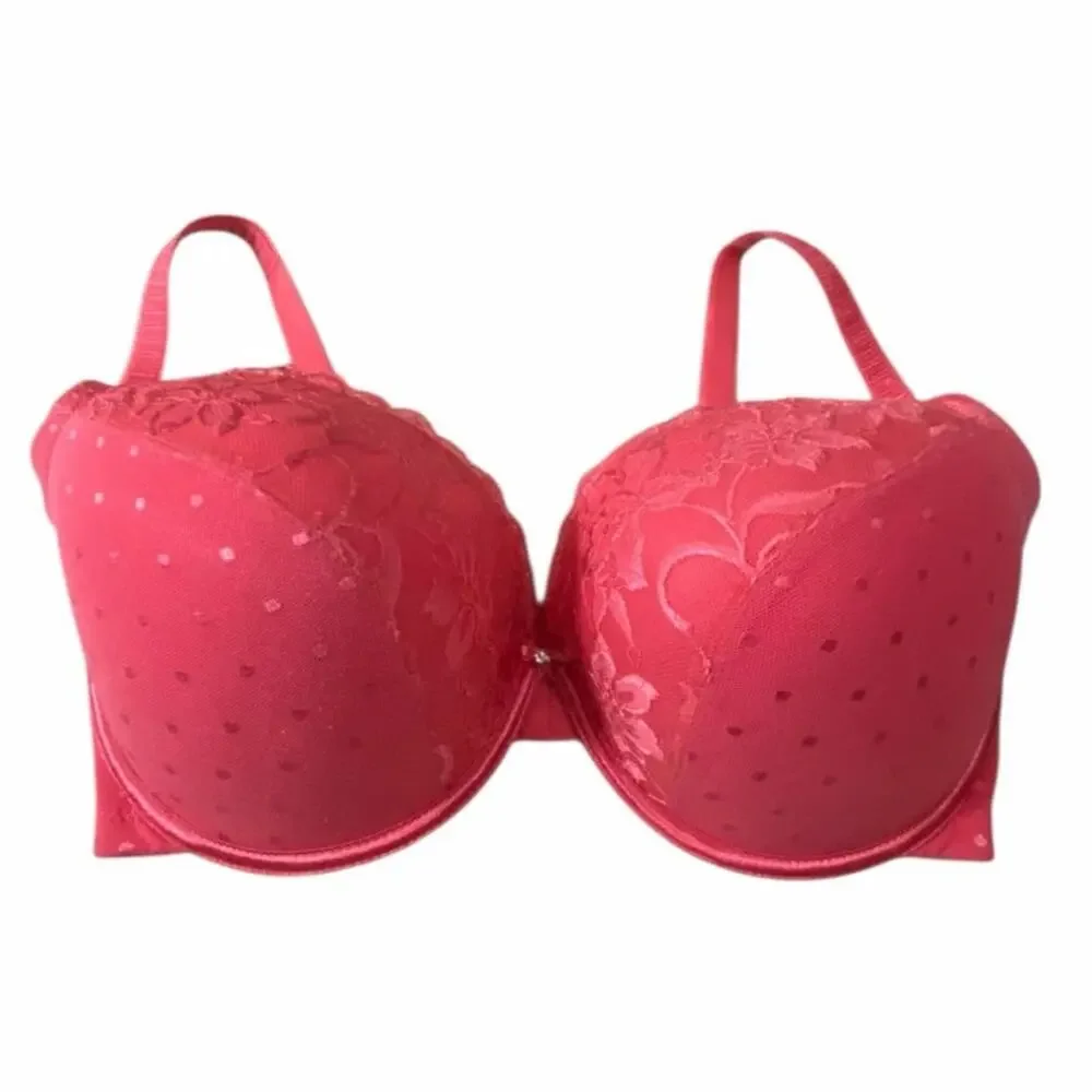 Creme Bralee Women's Lace Bra 38DDD Coral Pink Adjustable Straps Padded Cups